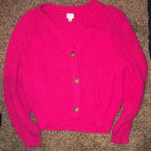 a. new day cardigan, large, hot pink